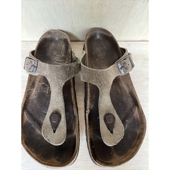 Birkenstock Womens Gizeh Size 38 US 7.5 approx shoe Sandal Cork Floor - Picture 2 of 14